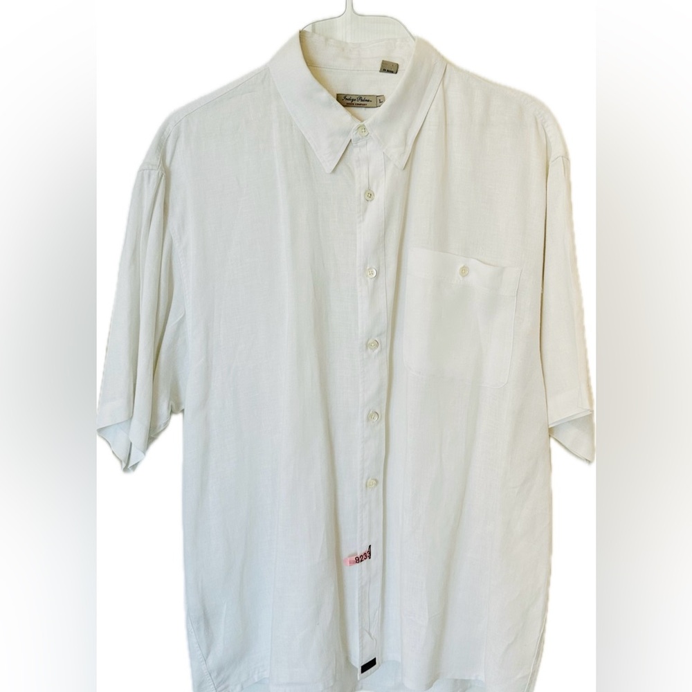 Indigo Palms Men’s Button Down Linen Shirt